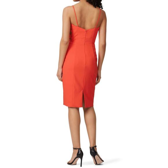Theia Red Side Panel Sleeveless Sweetheart Sheath Dress Size 14 - Picture 3 of 7